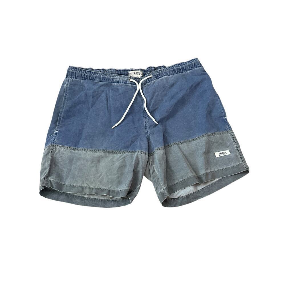 Trunks Surf & Swim Co. Men's Blue & Gray Oxford Swimming Trunks Shorts Size M